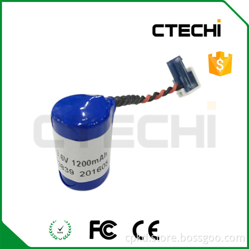 3.6v lithium battery 1/2aa er14250 1s1p with connector, battery for water meter